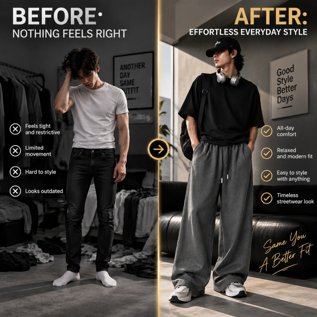 Wide Leg Sweatpants for Men & Women | Loose Fit Drawstring Casual Pants | Oversized Streetwear Jogger Style Everyday Trousers