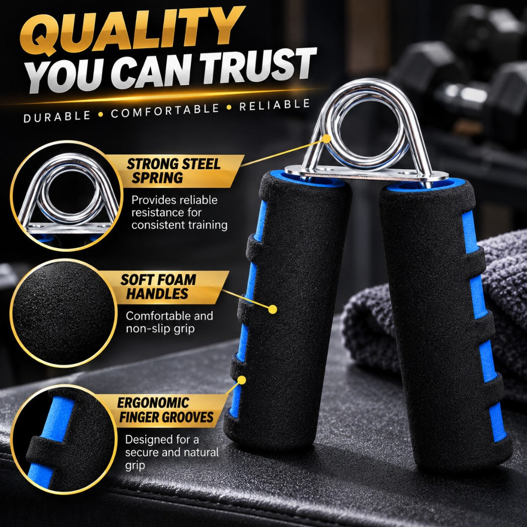 Hand Grip Strengthener | Foam Handle Hand Gripper | Forearm Training | Finger Exercise Tool | Home Gym Workout Equipment