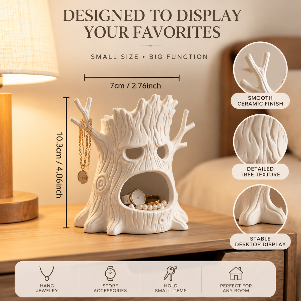 Tree Monster Candle Holder 3D Printed Decorative Figurine Funny Tree Design Home Decor Accent Halloween Display Gift Idea