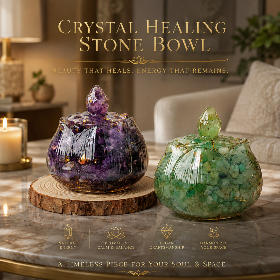 Crystal Healing Stone Bowl – Resin Meditation & Energy Decor