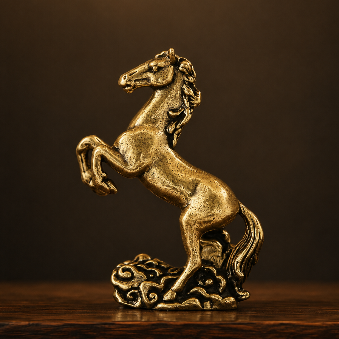 Brass Horse Statue – Chinese Zodiac Desktop Sculpture for Home Decor
