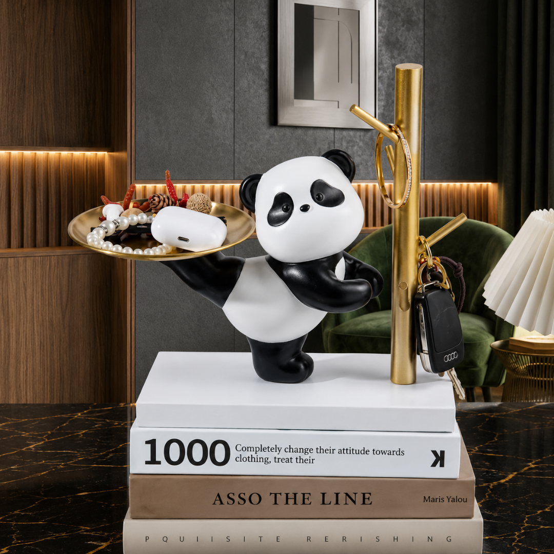 Panda Jewelry Tray & Ring Holder – Cute Gold Key Catchall Dish