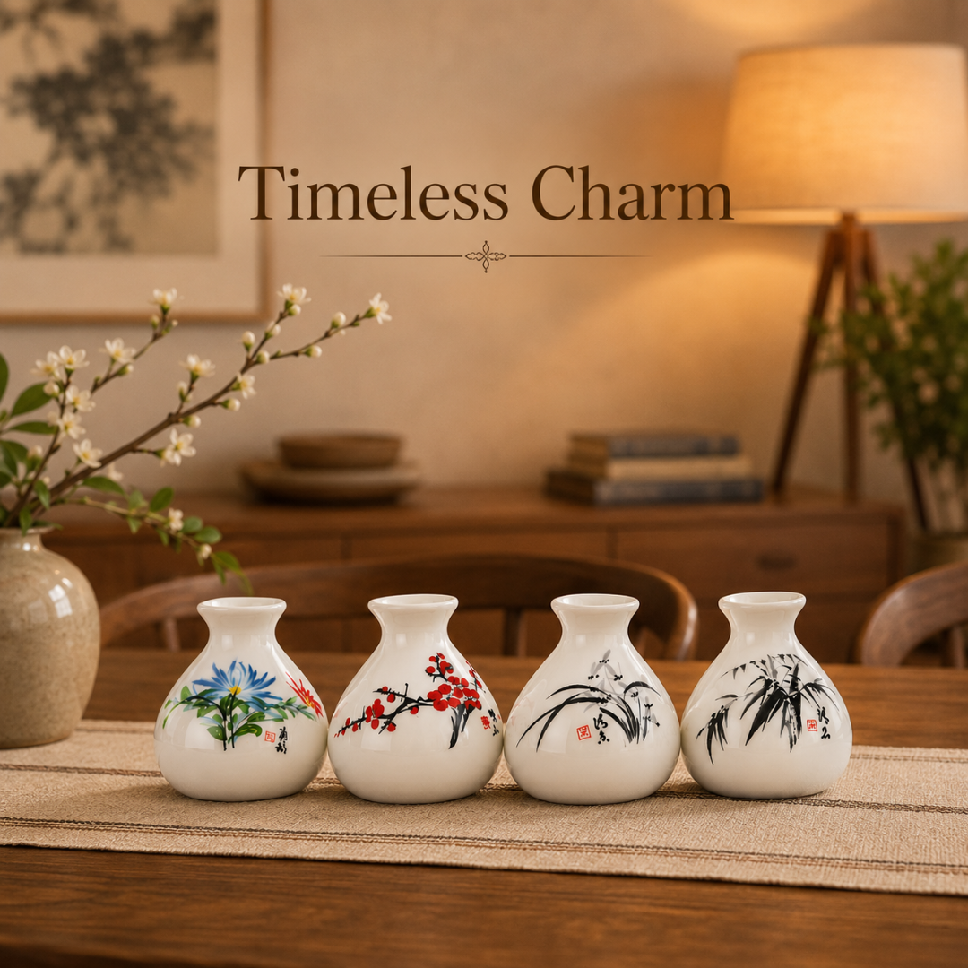 Retro Chinese Style Mini Ceramic Vase – White Niche Home Decor Ornament