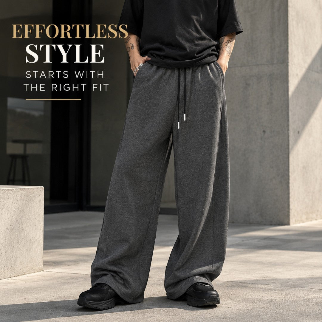 Wide Leg Sweatpants for Men & Women | Loose Fit Drawstring Casual Pants | Oversized Streetwear Jogger Style Everyday Trousers
