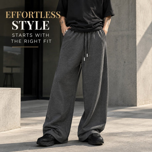 Wide Leg Sweatpants for Men & Women | Loose Fit Drawstring Casual Pants | Oversized Streetwear Jogger Style Everyday Trousers