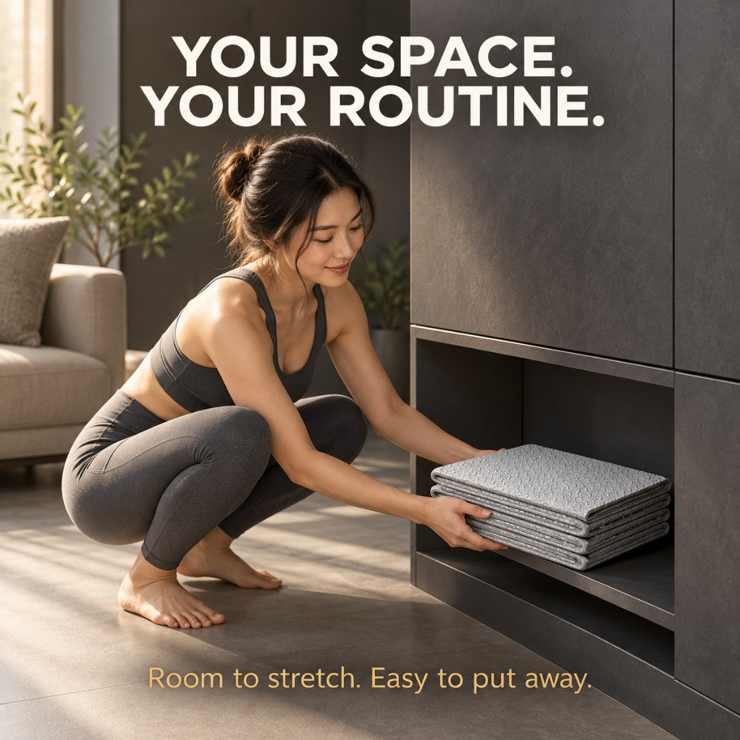 Foldable Yoga Mat for Home Workouts and Travel | Lightweight Non Slip Exercise Pad with Textured Surface and Compact Storage, Easy Clean