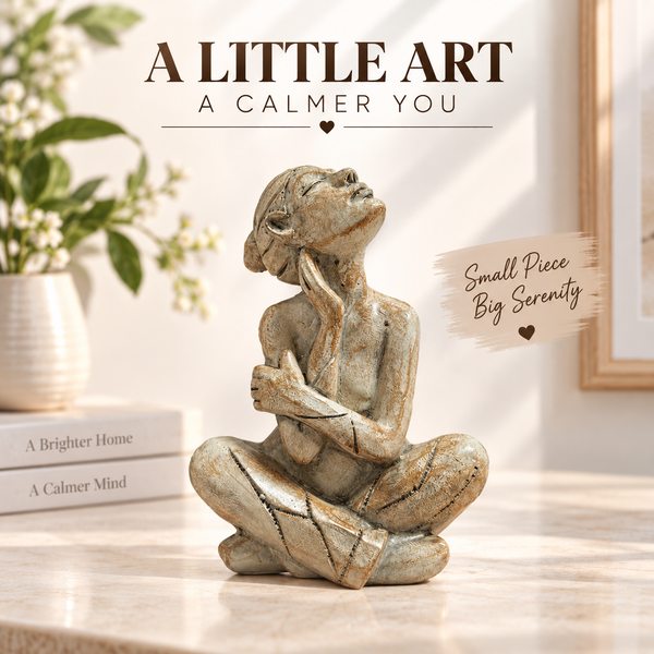 Seated Figure Sculpture Resin Statue Modern Artistic Home Decor Desk Shelf Tabletop Meditation Ornament Gift