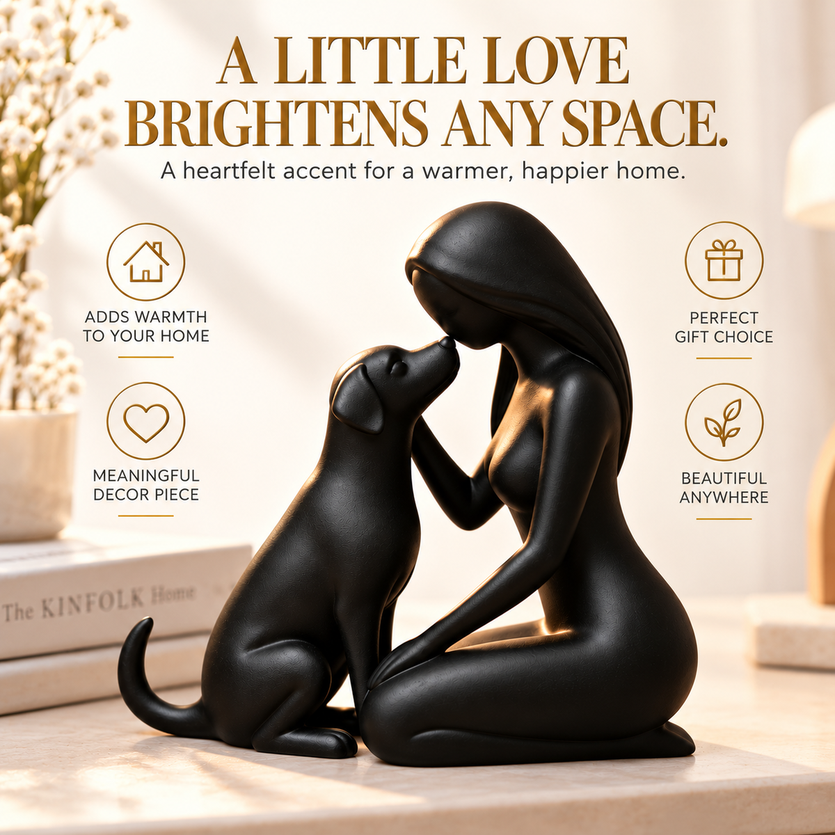 Girl And Dog Figurine, Printed Pet Memorial Statue, Loss Remembrance Gift, Tabletop Home Decor