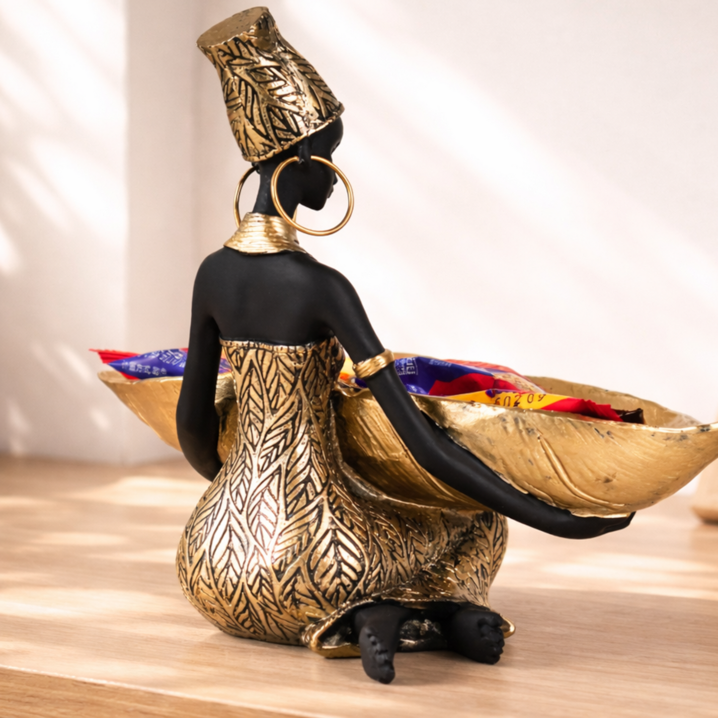 Decorative Lady Tray Statue | Resin Storage Bowl | Home Decor Accent
