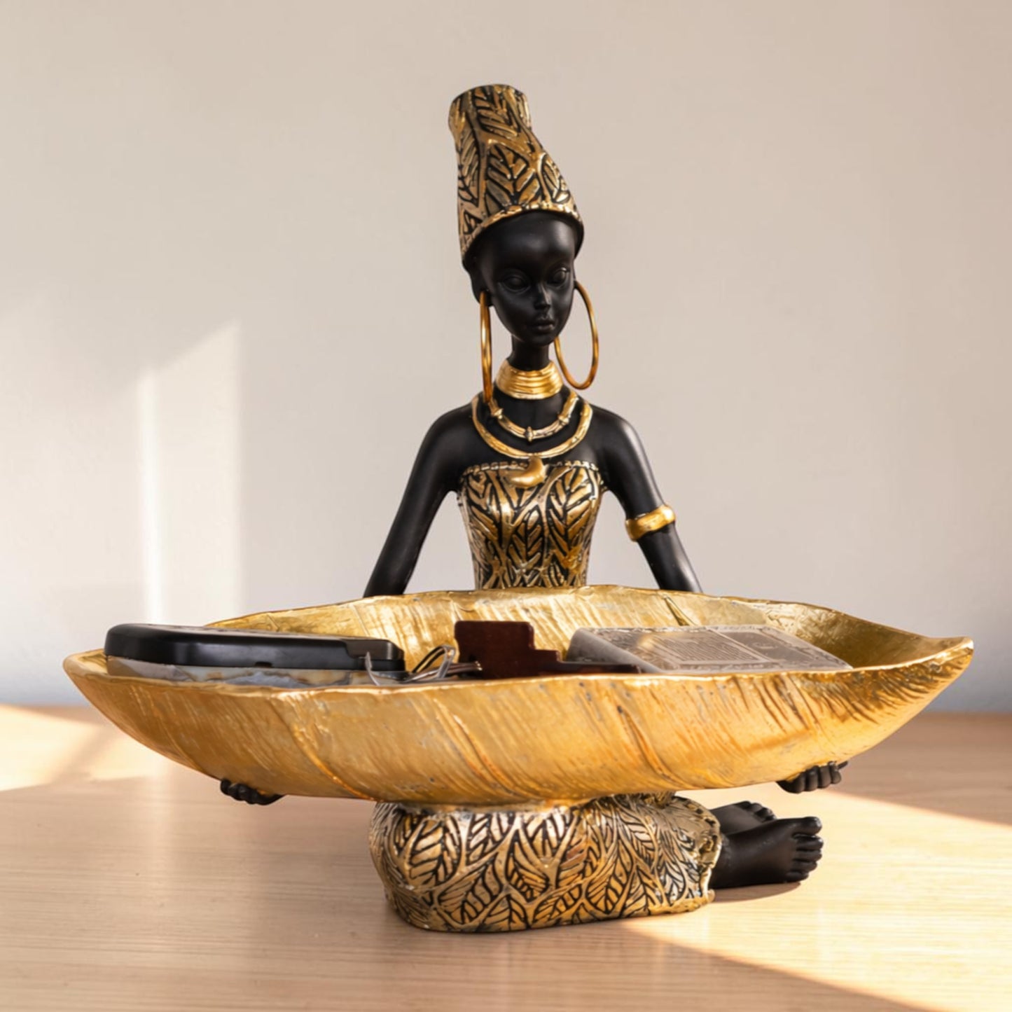 Decorative Lady Tray Statue | Resin Storage Bowl | Home Decor Accent