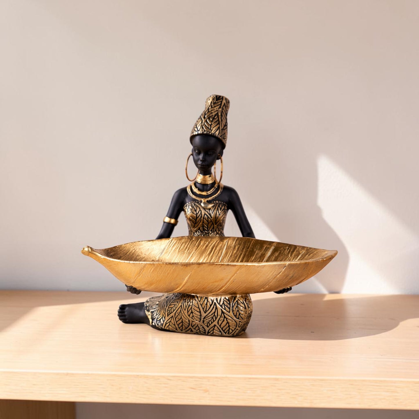 Decorative Lady Tray Statue | Resin Storage Bowl | Home Decor Accent