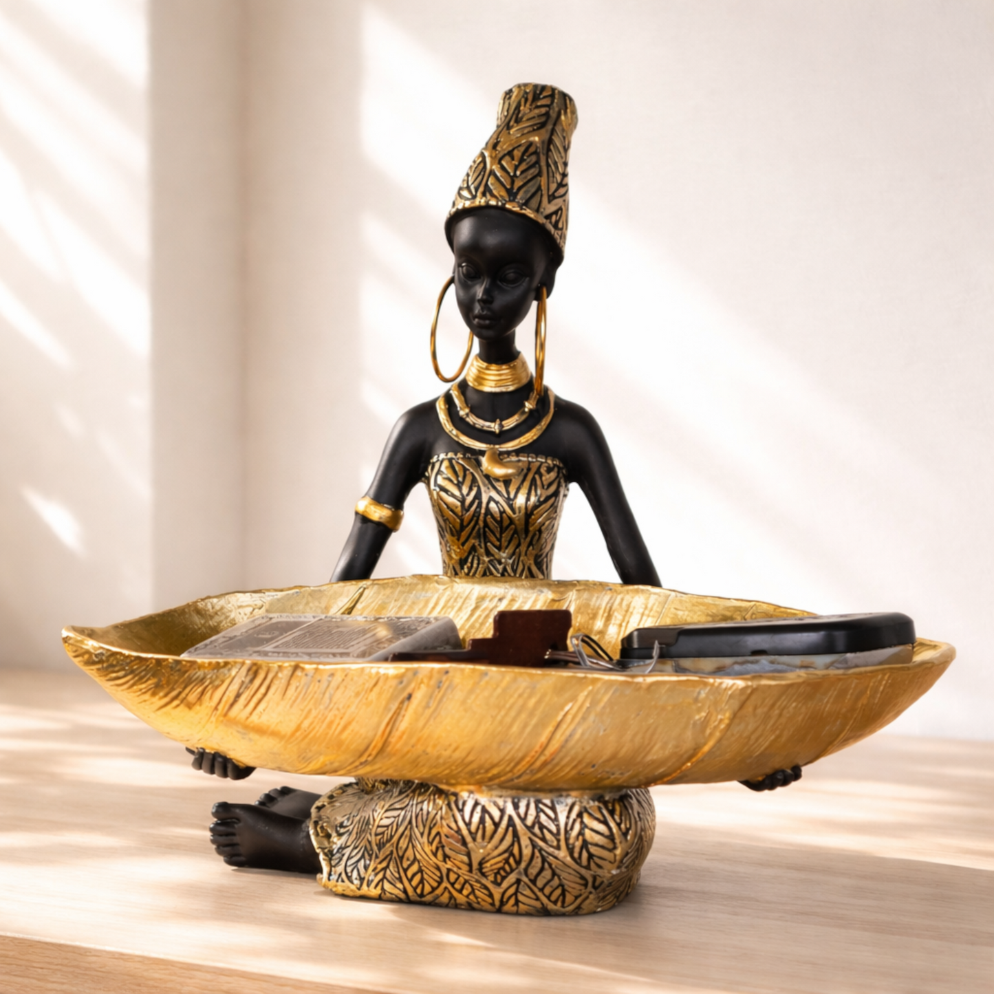 Decorative Lady Tray Statue | Resin Storage Bowl | Home Decor Accent