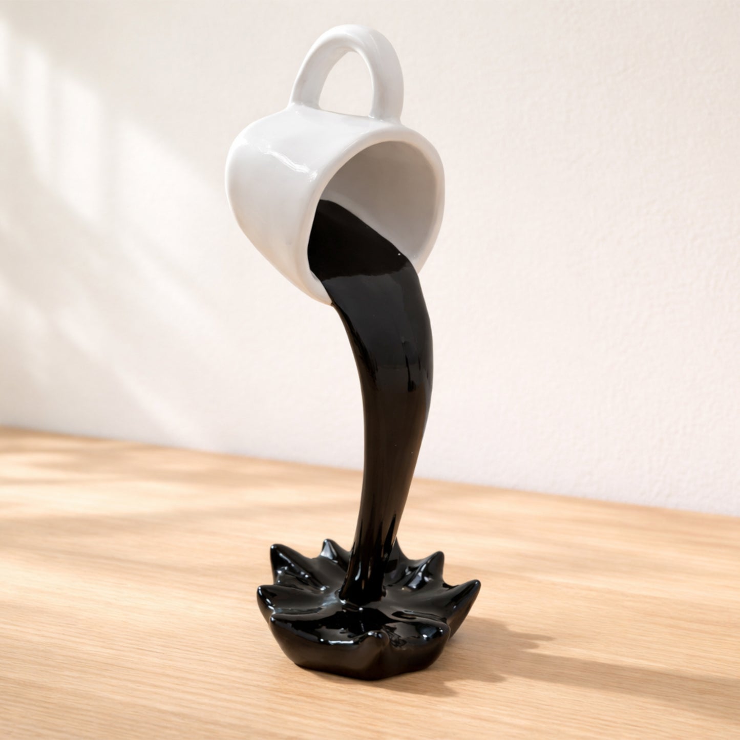 Floating Spilling Coffee Cup Sculpture Decor