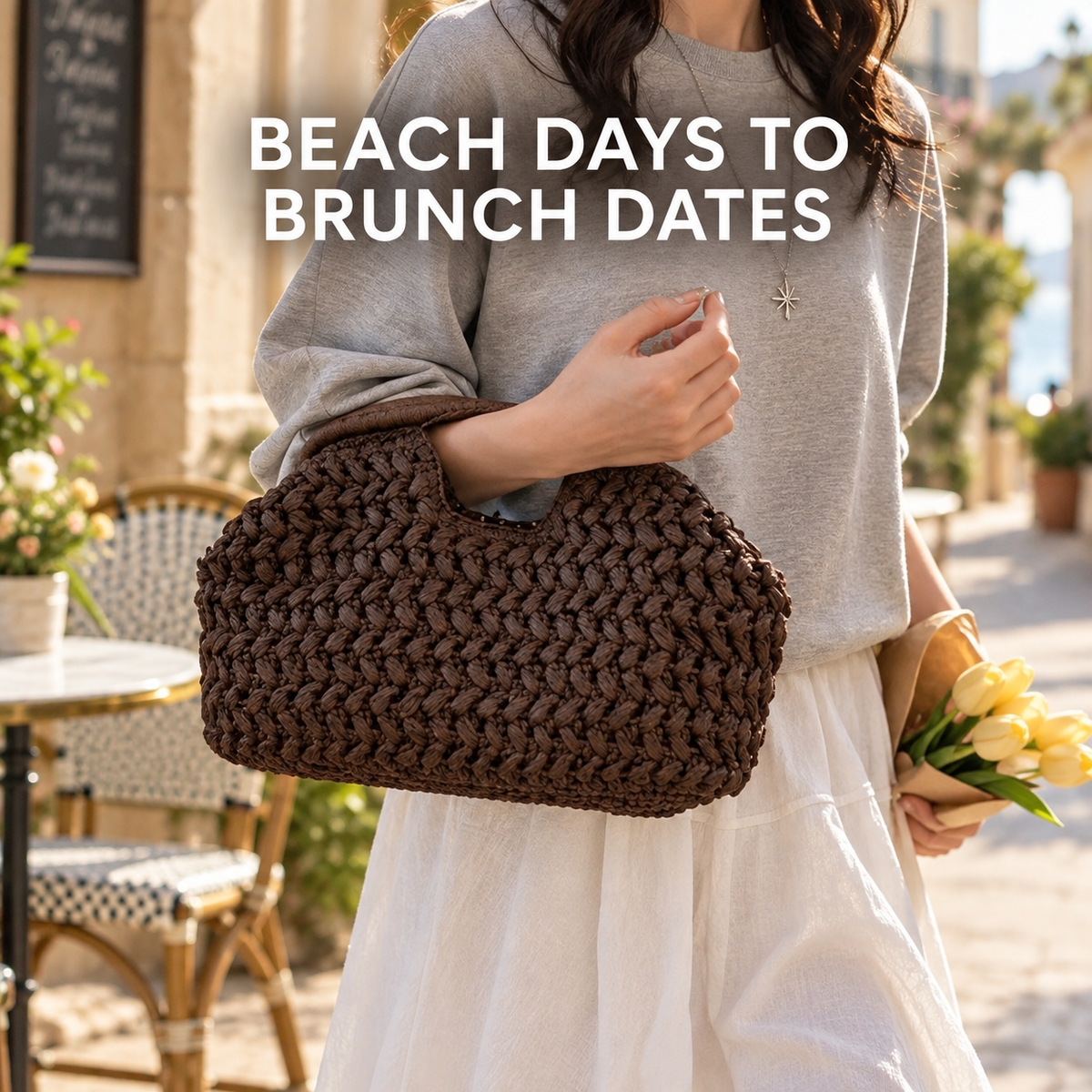 Woven Summer Handbag | Beach Clutch Purse | Boho Raffia Style Tote | Resort Vacation Shoulder Carry Bag