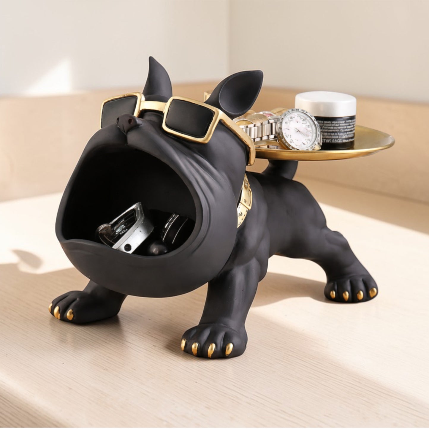 Cute Bulldog Storage Figurine with Tray – Unique Gift for Dog Lovers & Home Decor