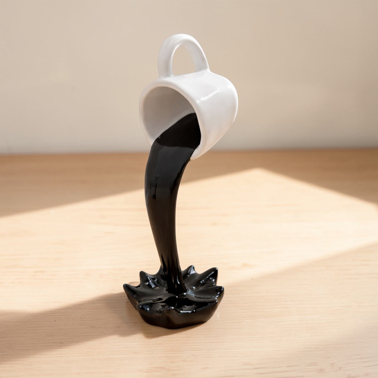 Floating Spilling Coffee Cup Sculpture Decor