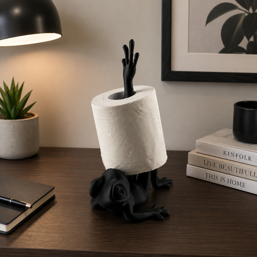 Cute Frog Holder, Funny Bathroom Decor, Stretching Tissue Stand, Whimsical Vanity Accent, Playful Toilet Storage, Unique Home Gift