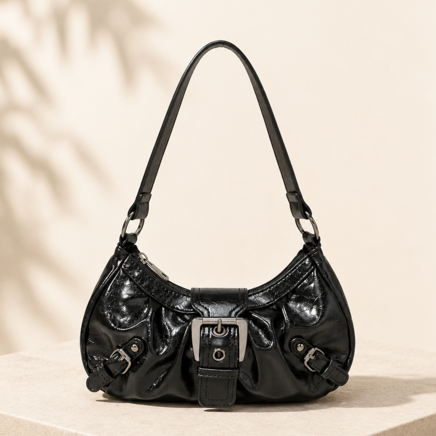 Y2K Vintage Leather Shoulder Bag for Women | Maillard Style Retro Armpit Handbag | Designer Inspired Saddle Purse