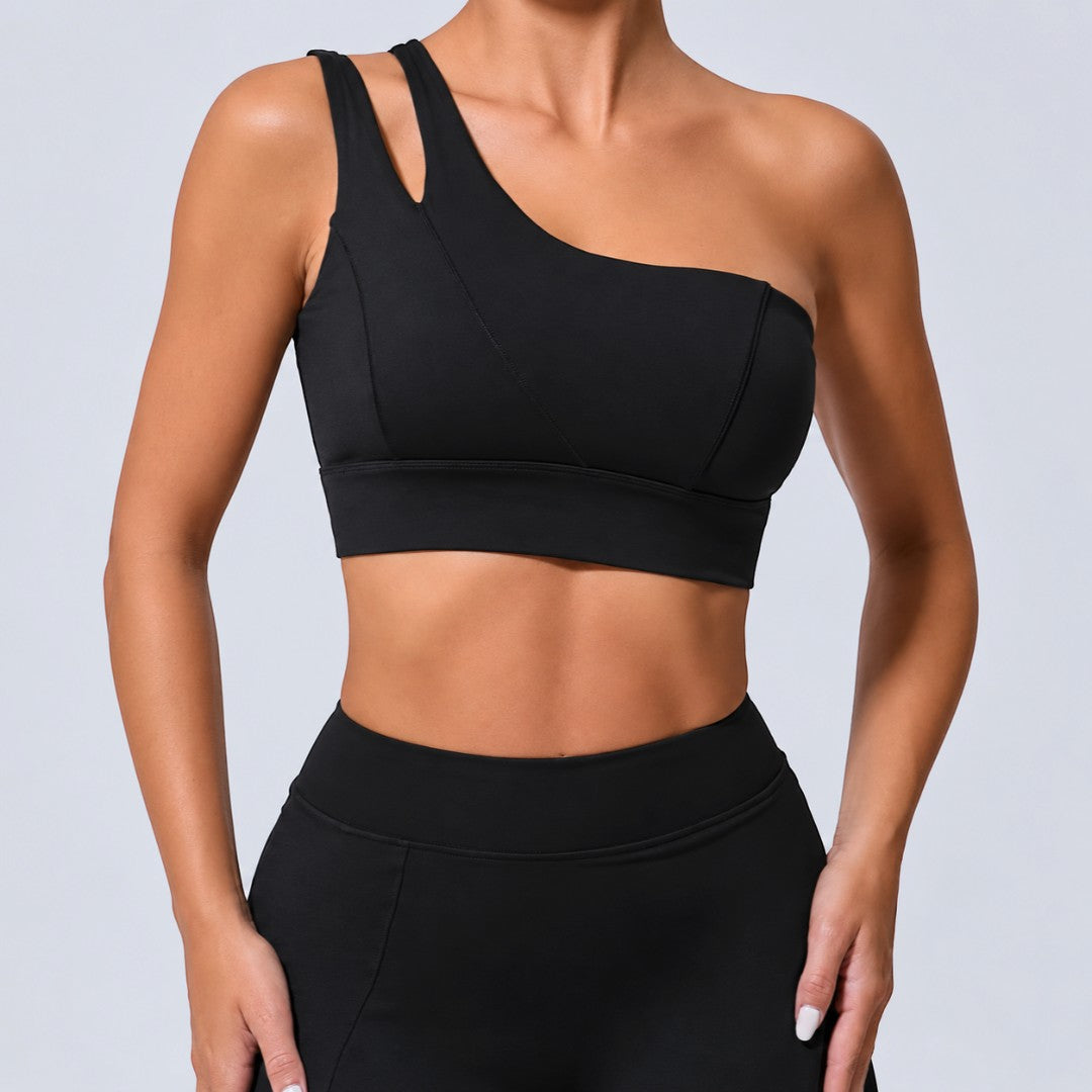 One Shoulder Sports Bra | Women's Asymmetric Workout Top | Stretch Fitness Crop | Yoga Pilates Gym Clothing