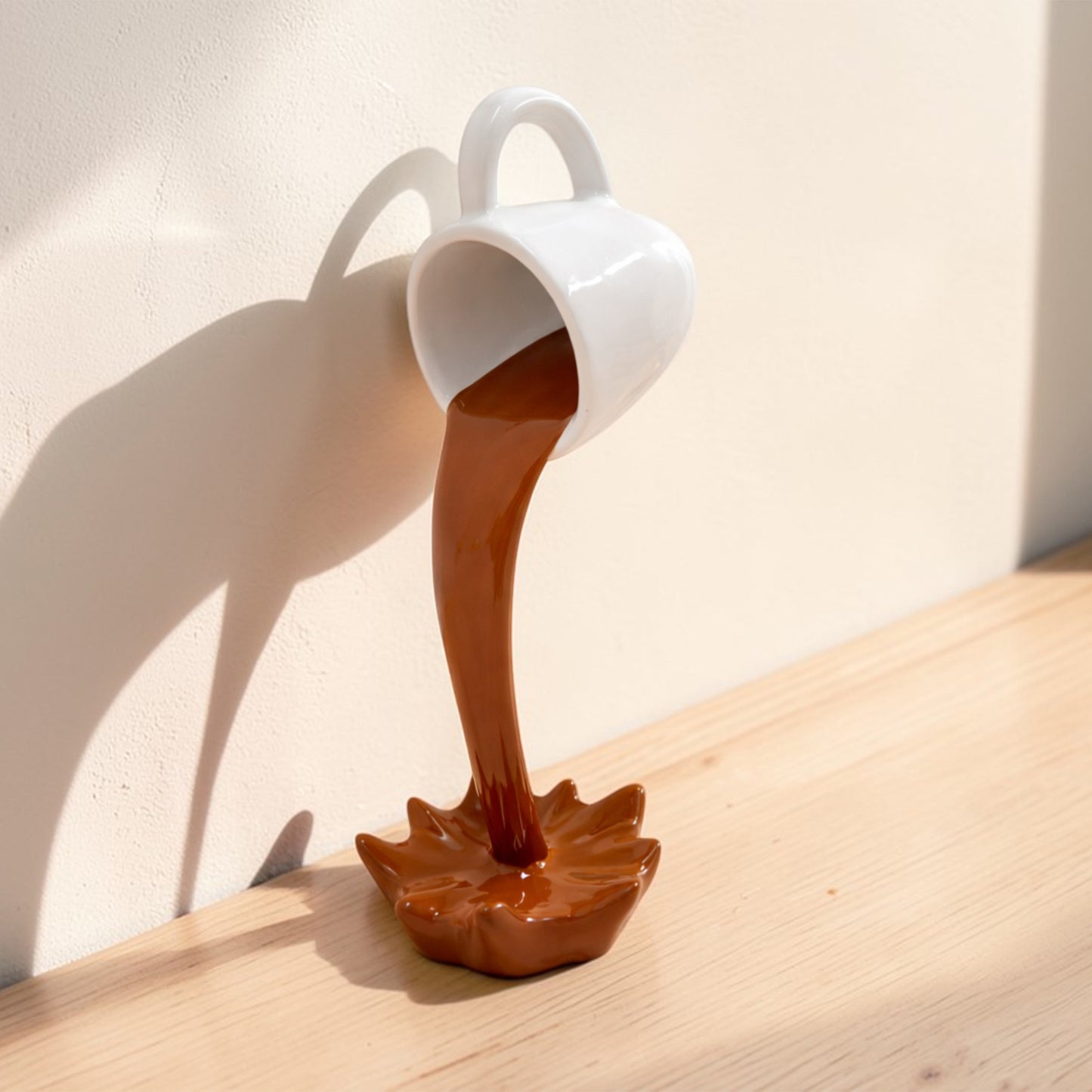 Floating Spilling Coffee Cup Sculpture Decor