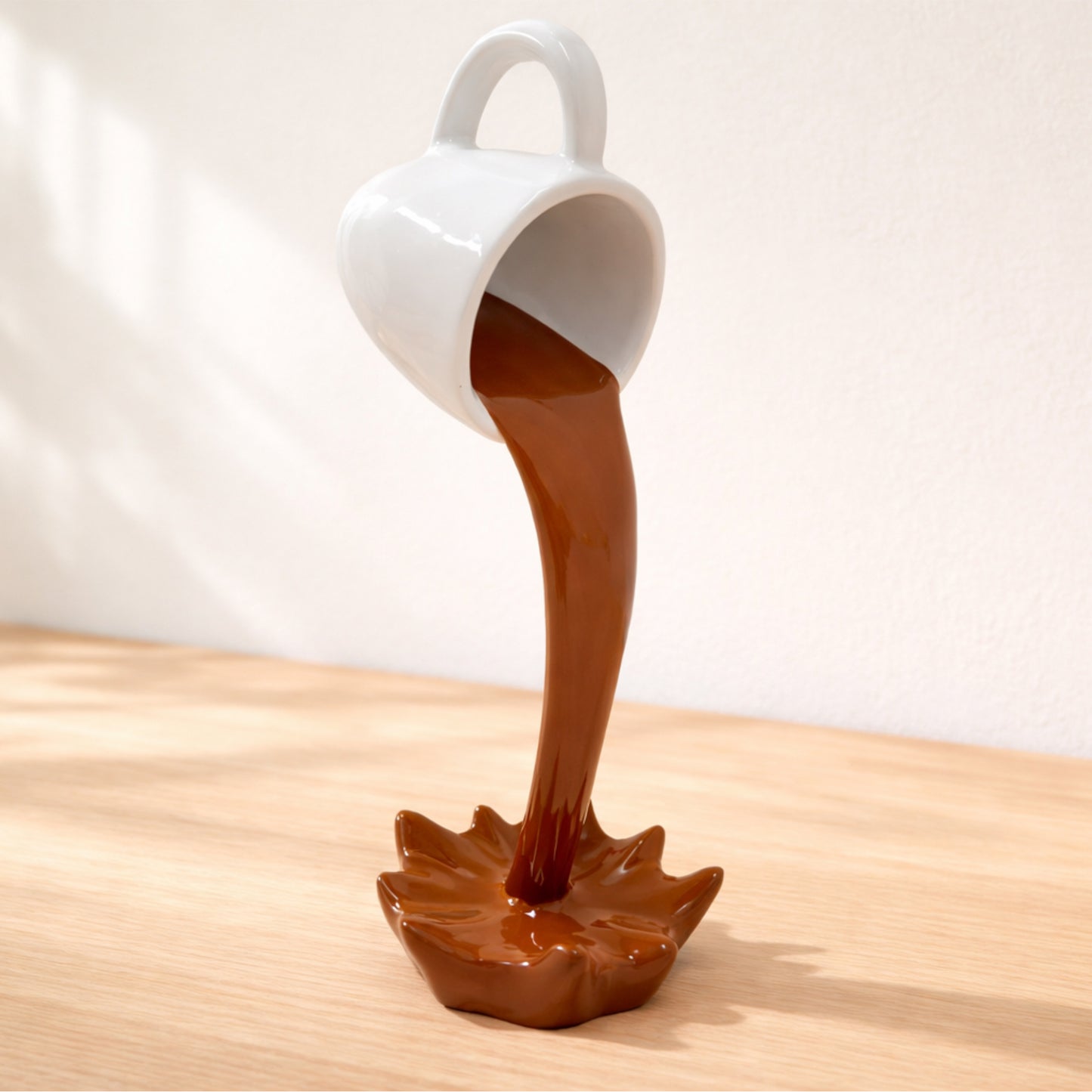 Floating Spilling Coffee Cup Sculpture Decor