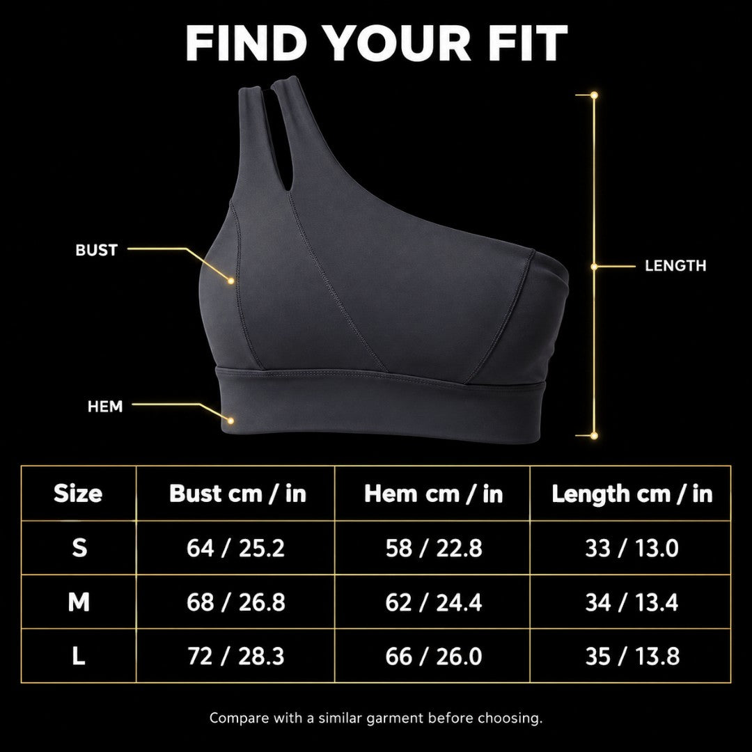 One Shoulder Sports Bra | Women's Asymmetric Workout Top | Stretch Fitness Crop | Yoga Pilates Gym Clothing