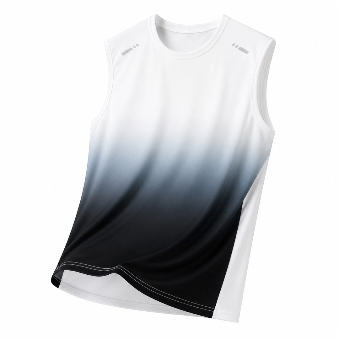 Men's Gradient Sleeveless Running Shirt, Quick Dry Stretch Training Top, Breathable Gym Workout Vest, Lightweight Outdoor Fitness Tank Top