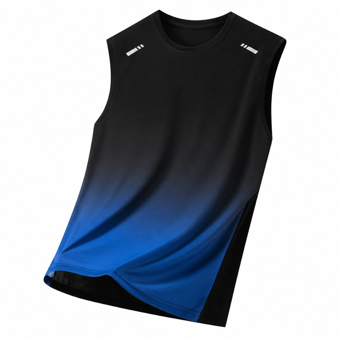 Men's Gradient Sleeveless Running Shirt, Quick Dry Stretch Training Top, Breathable Gym Workout Vest, Lightweight Outdoor Fitness Tank Top
