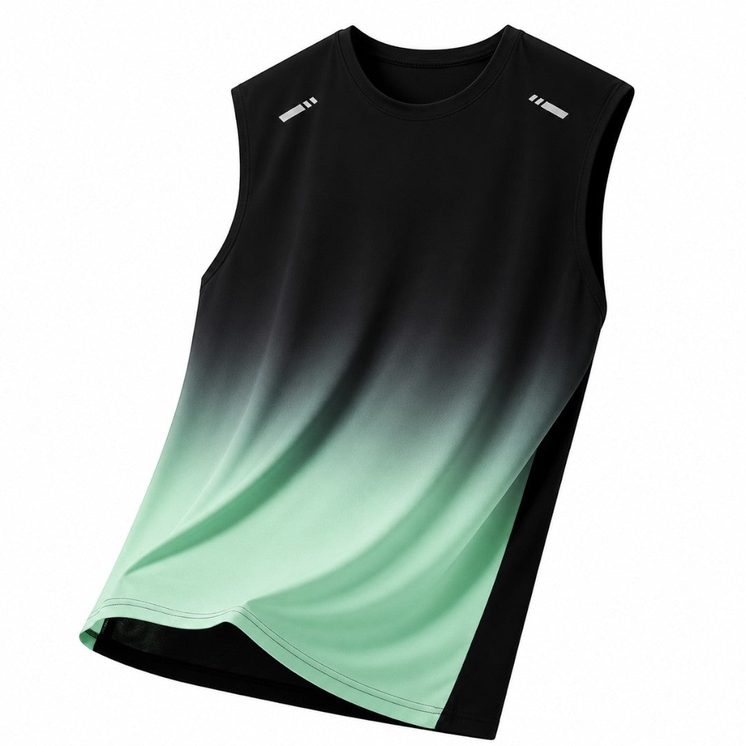 Men's Gradient Sleeveless Running Shirt, Quick Dry Stretch Training Top, Breathable Gym Workout Vest, Lightweight Outdoor Fitness Tank Top