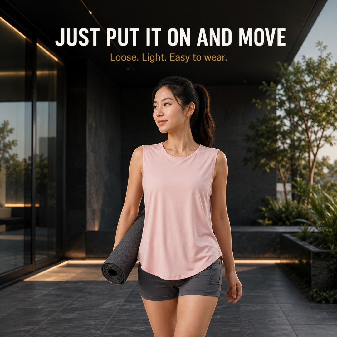 Women's Quick Dry Sports Tank Top | Loose Sleeveless Workout Shirt | Yoga Training Top | Running Gym Cover Up | Breathable Summer Workout Top