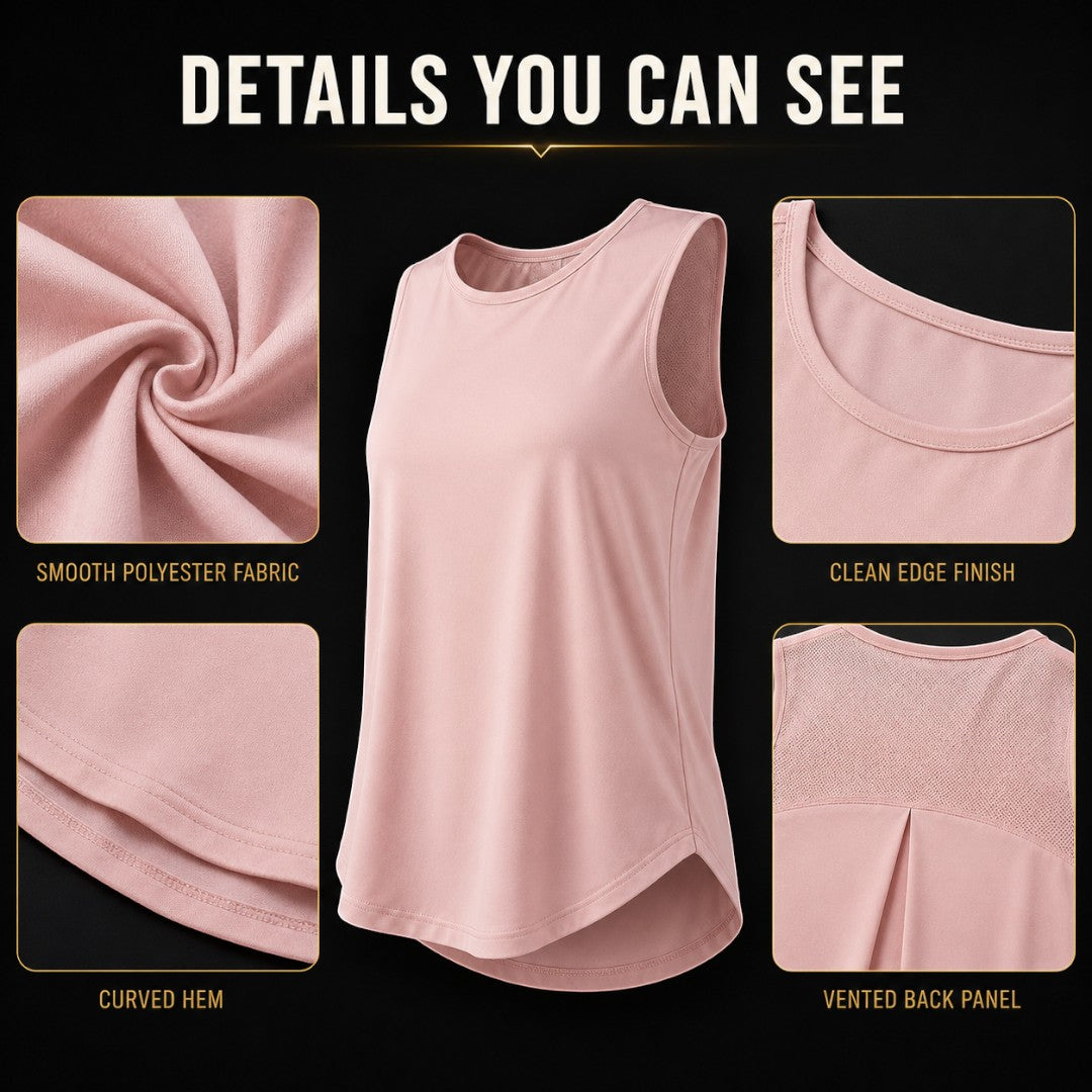 Women's Quick Dry Sports Tank Top | Loose Sleeveless Workout Shirt | Yoga Training Top | Running Gym Cover Up | Breathable Summer Workout Top