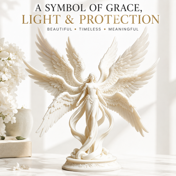 Winged Angel Sculpture Fantasy Figurine Seraph Home Decor Shelf Ornament Prayer Room Display Gift