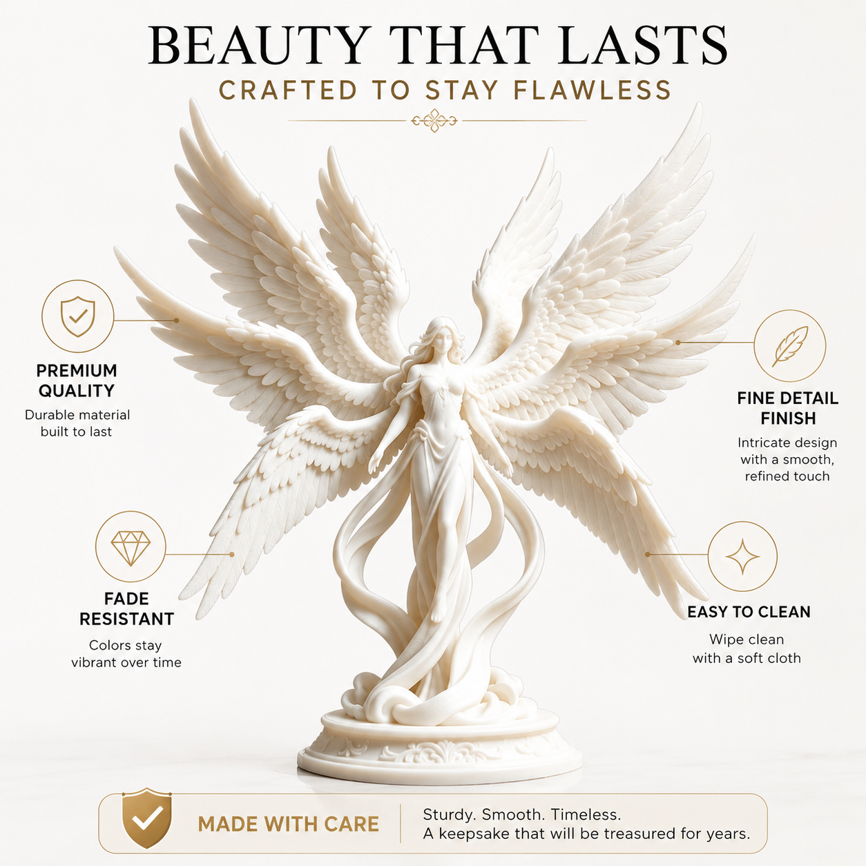 Winged Angel Sculpture Fantasy Figurine Seraph Home Decor Shelf Ornament Prayer Room Display Gift