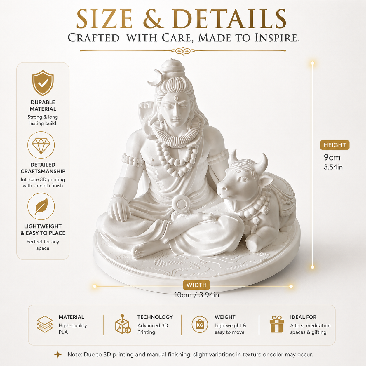 Shiva Nandi Bull Figurine Meditation Decor Resin Statue Home Altar Desk Shelf Accent Gift Ornament