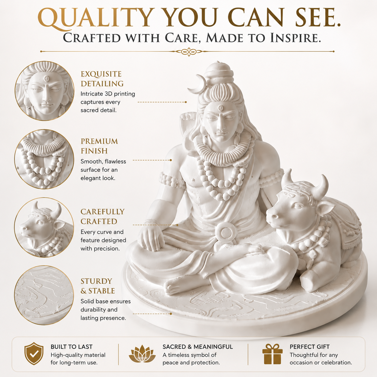 Shiva Nandi Bull Figurine Meditation Decor Resin Statue Home Altar Desk Shelf Accent Gift Ornament