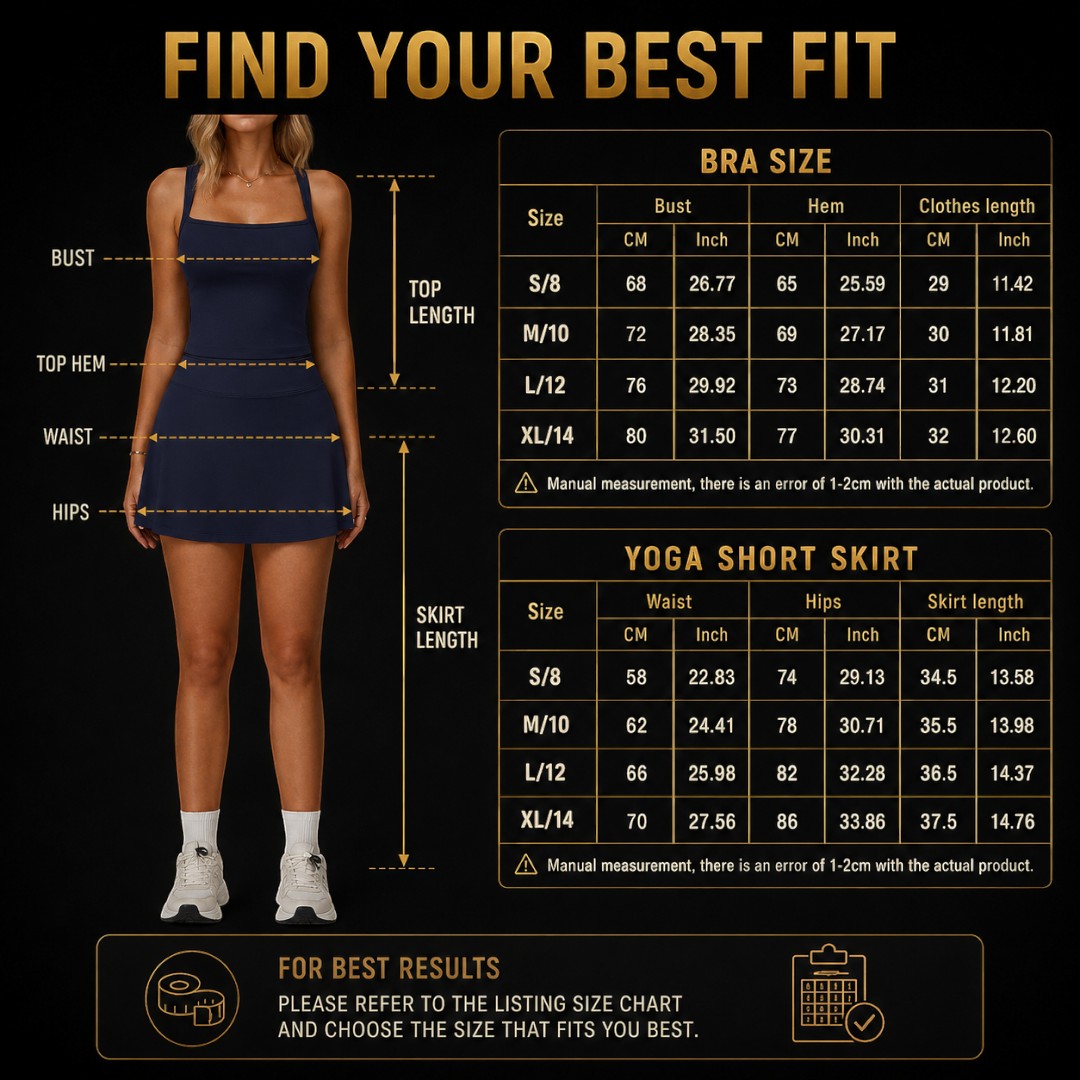 Women's Yoga Skirt Set | Square Neck Workout Top | High Waist Skort with Side Pocket | Sleeveless Fitness Outfit for Gym Training and Tennis