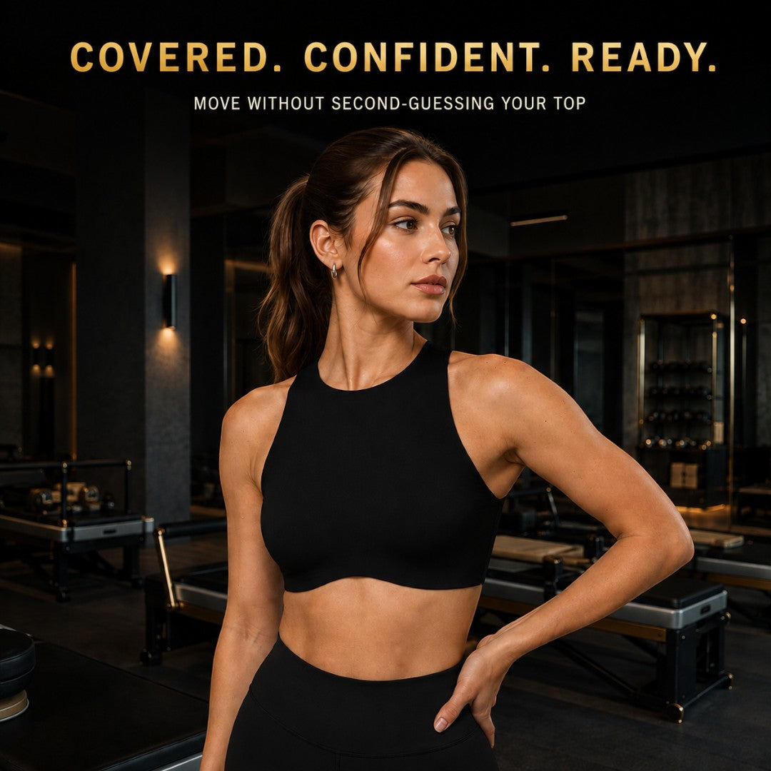 High Neck Sports Bra for Women | Open Back Gym Crop Top | Supportive Pilates Yoga Workout Bra | Running Fitness Training Tank Top