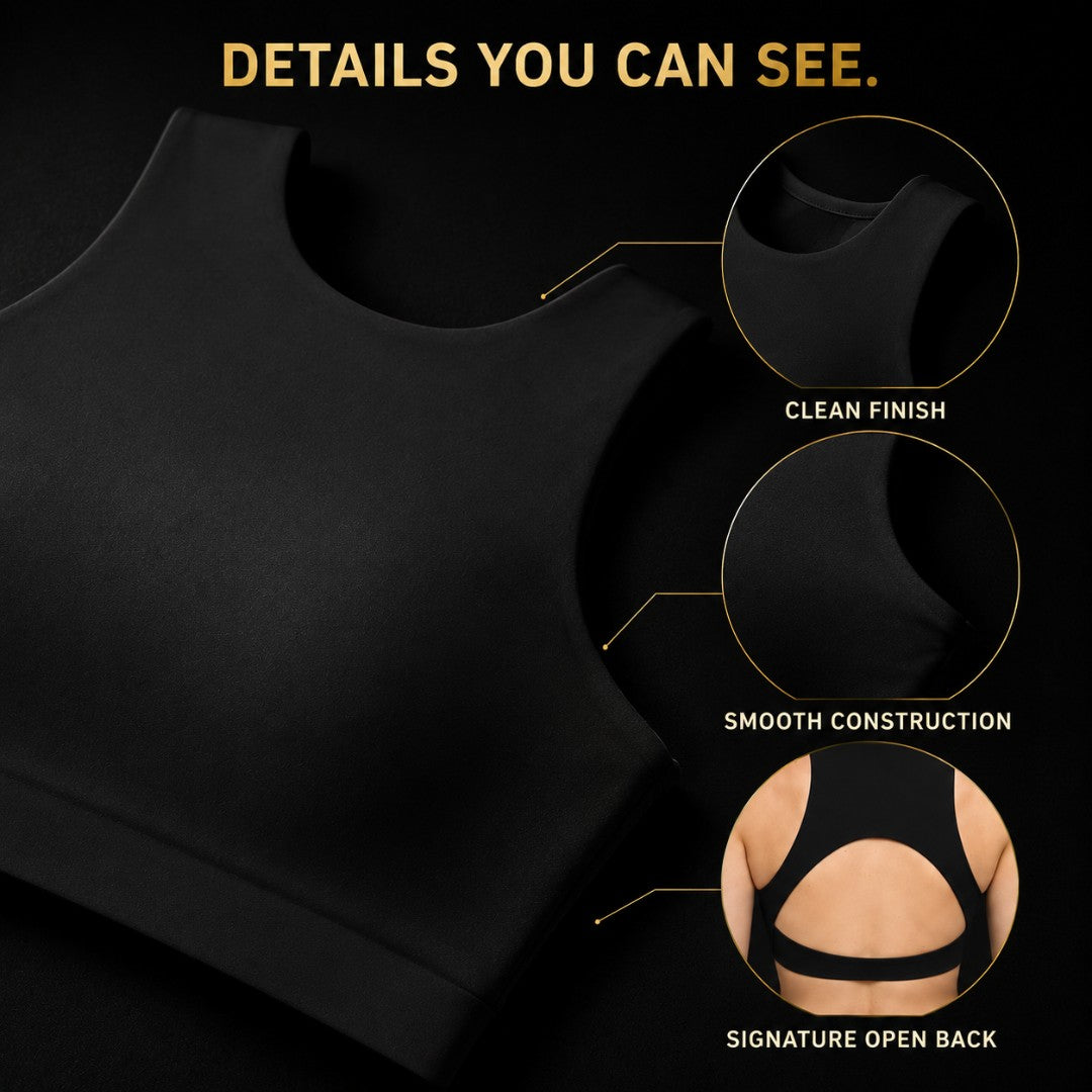 High Neck Sports Bra for Women | Open Back Gym Crop Top | Supportive Pilates Yoga Workout Bra | Running Fitness Training Tank Top
