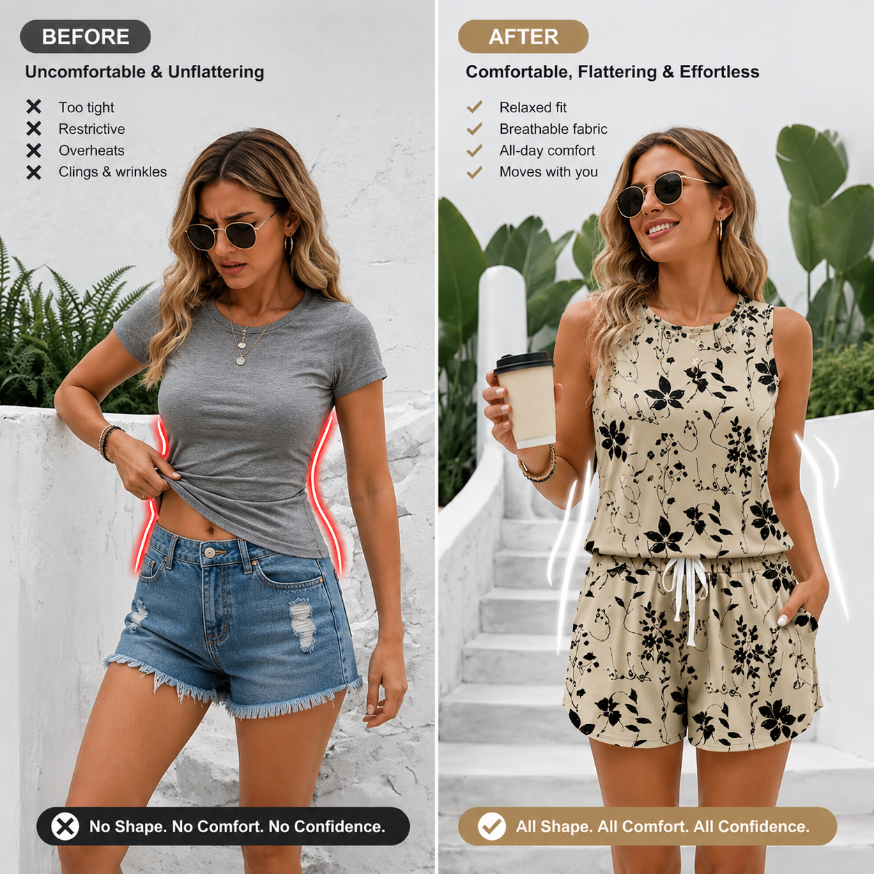 Floral Print Romper Summer Casual Sleeveless Drawstring Shorts Outfit Lightweight Comfortable Everyday Wear