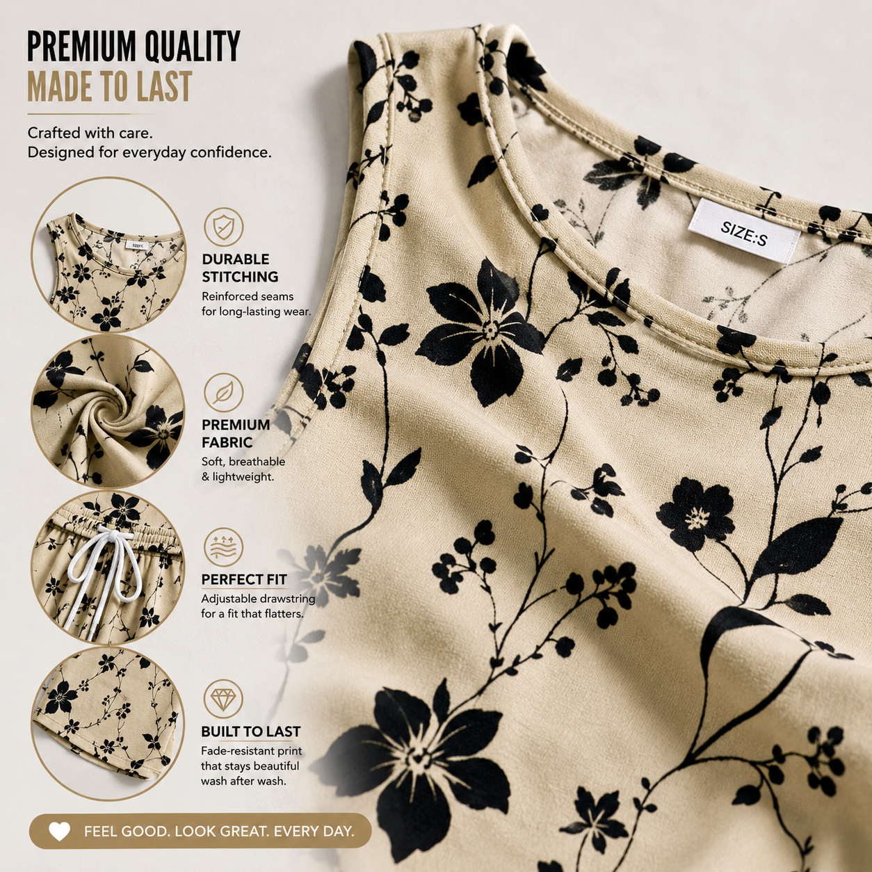 Floral Print Romper Summer Casual Sleeveless Drawstring Shorts Outfit Lightweight Comfortable Everyday Wear