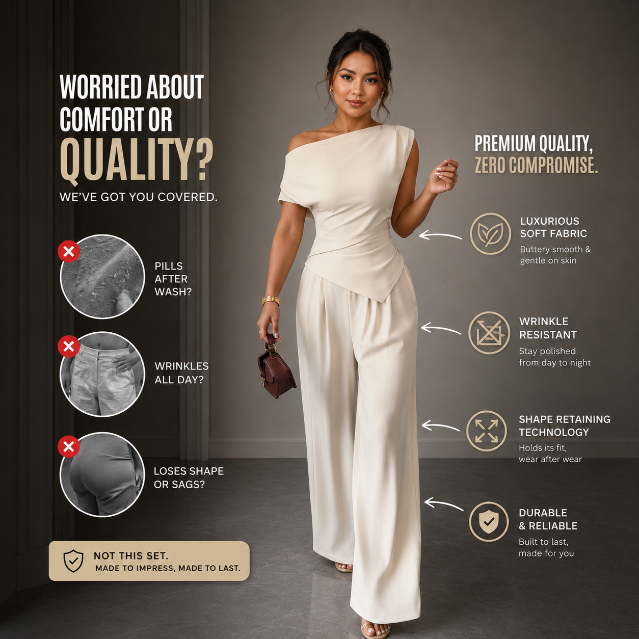 Elegant 2 Piece Set Women Off Shoulder Top & Wide Leg Pants Outfit Chic Lounge Set Casual Dressy Matching Set