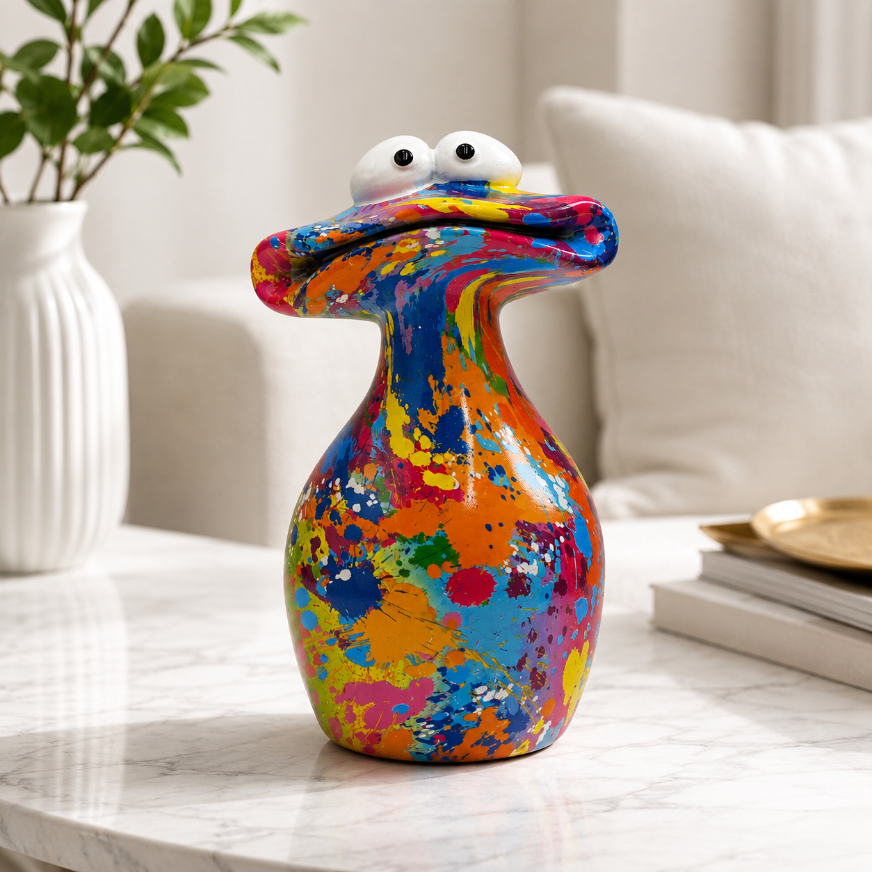 Colorful Big Mouth Frog Figurine Resin Sculpture Shelf Desk Home Office Decor Collectible Gift