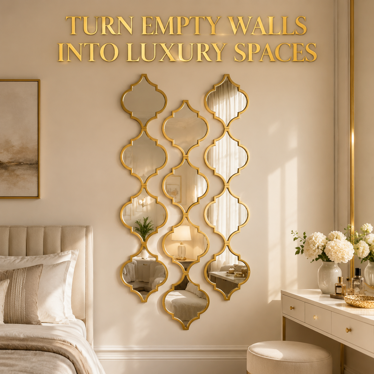Moroccan Acrylic Wall Mirror Set | Self Adhesive Decorative Mirror Tiles | Geometric Modern Wall Decor For Bedroom Bathroom Hallway