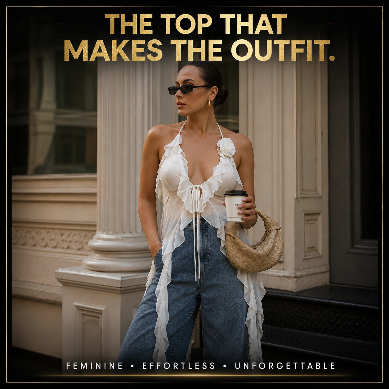 Floral Mesh Halter Top Women, Deep V Neck Ruffle Camisole, Backless Summer Top, Y2K Streetwear, Feminine Festival Top