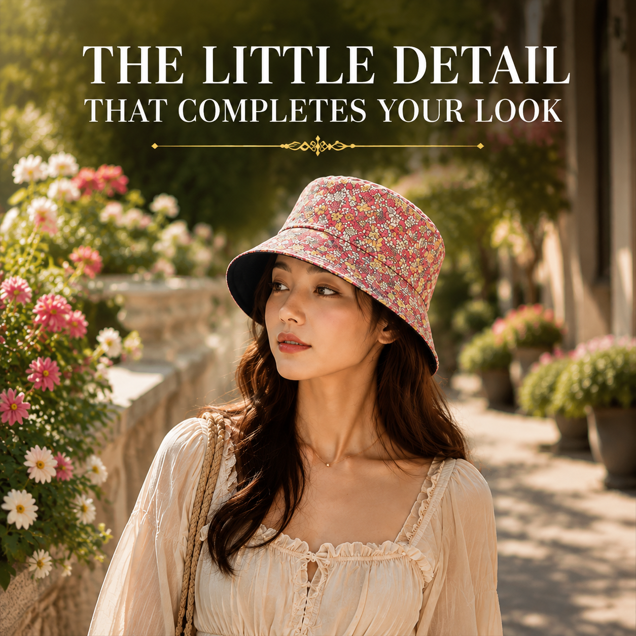 Floral Print Bucket Hat Women Summer Style Hat Cute Flower Pattern Casual Outdoor Accessory Soft Cotton Sun Hat