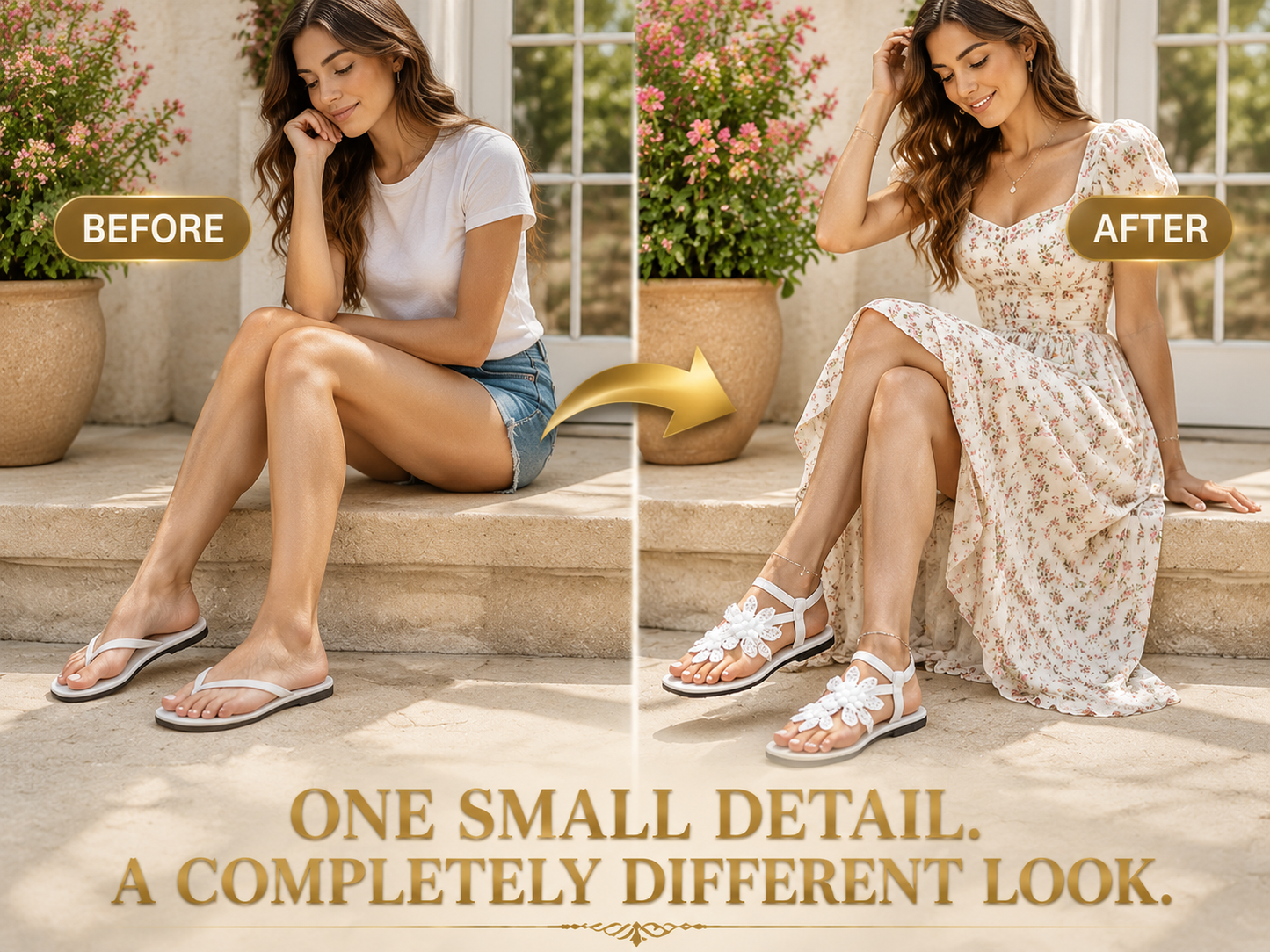 Floral Strappy Sandals For Women | White Flower Summer Shoes | Feminine Flat Sandals For Vacation, Beach Days & Everyday Outfits