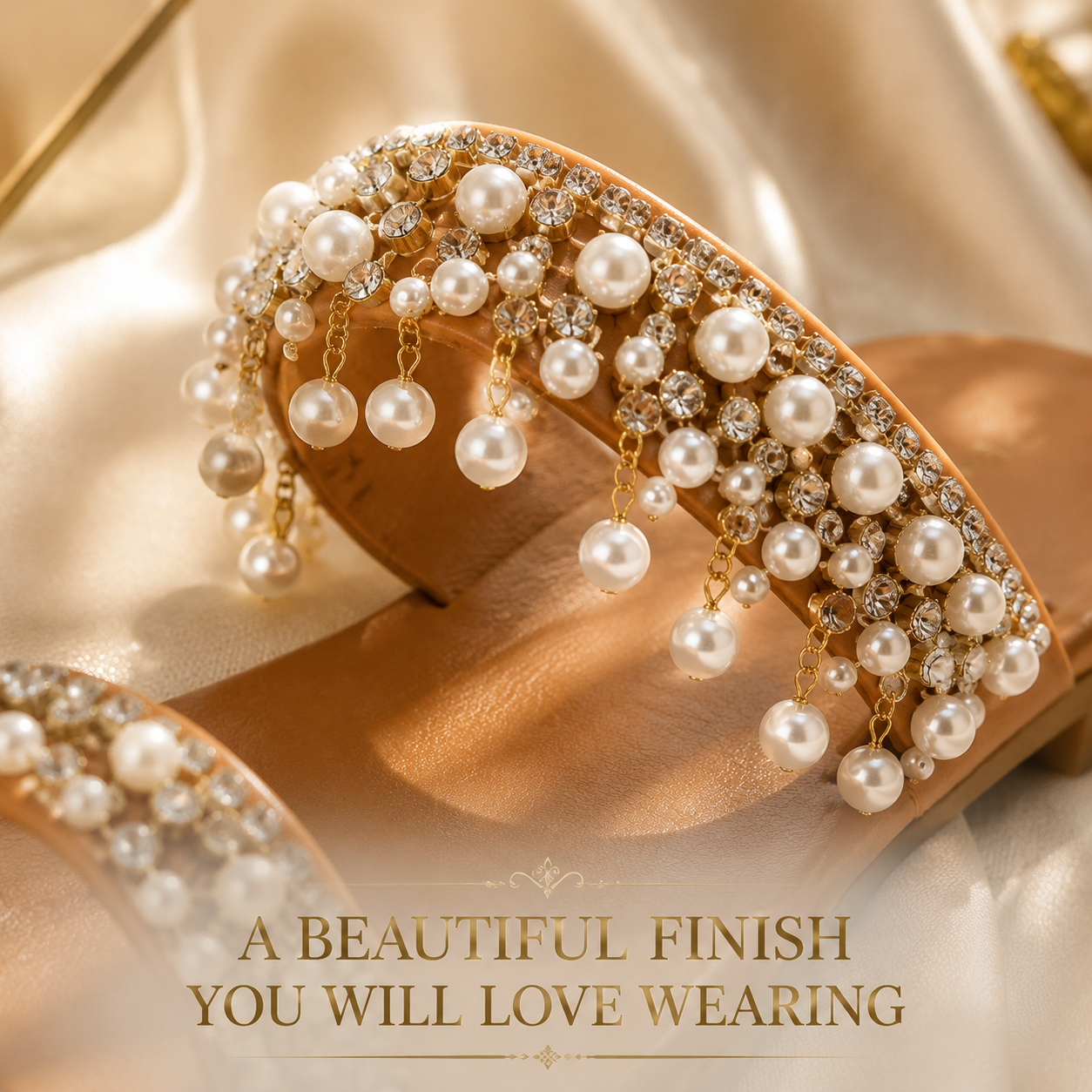 Pearl Beaded Flat Sandals | Rhinestone Toe Ring Shoes | Elegant Bridal Footwear | Boho Beach Sandals | Summer Wedding Shoes