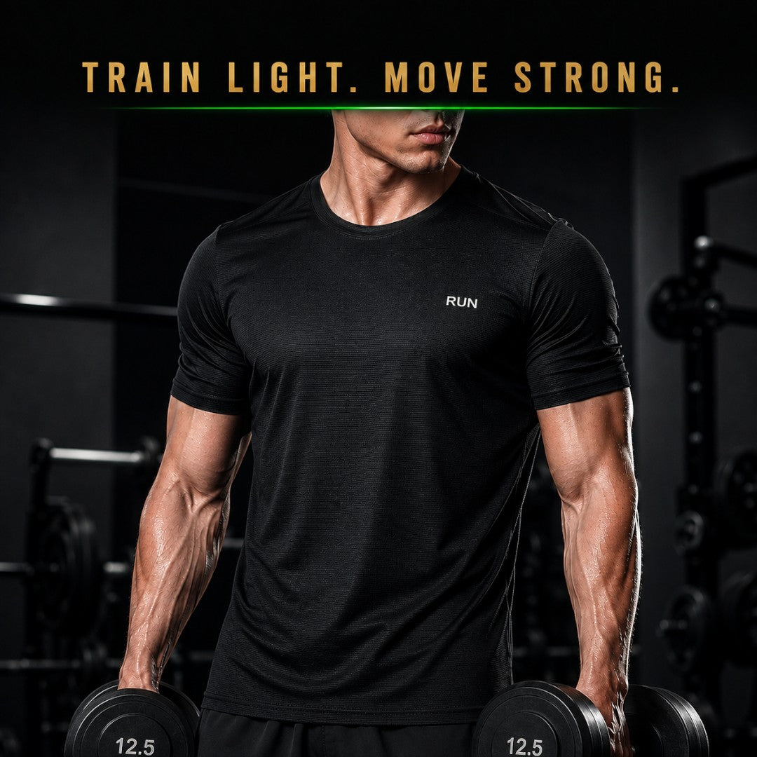 Men's Quick Dry Running Shirt, Lightweight Gym Training Tee, Breathable Short Sleeve Workout Top, Athletic Performance Fitness Shirt for Men