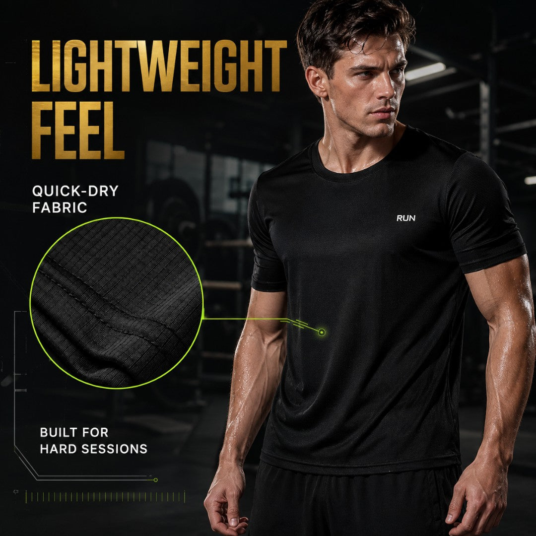 Men's Quick Dry Running Shirt, Lightweight Gym Training Tee, Breathable Short Sleeve Workout Top, Athletic Performance Fitness Shirt for Men