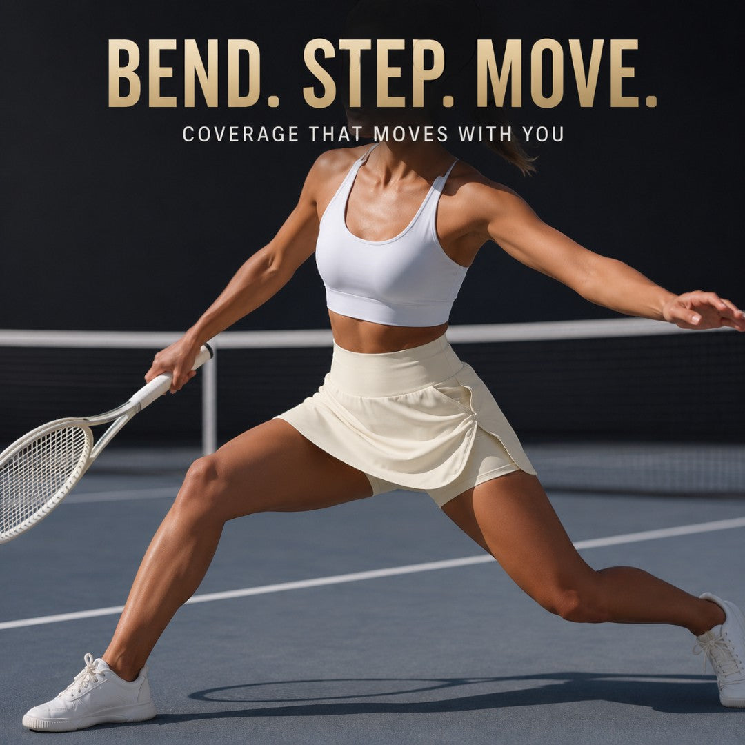 High Waist Tennis Skirt With Inner Shorts, Badminton Court Skort, Yoga Workout Skirt, Breathable Gym Bottom With Pocket, Running Skort